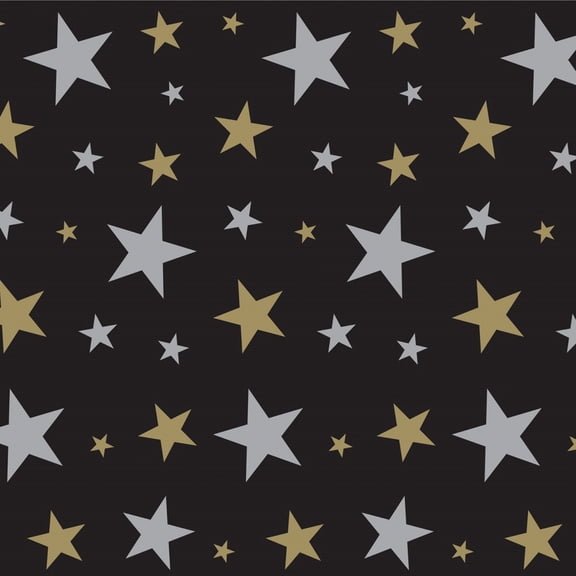 Party Central Pack of 6 Jet Black and Gold Stars Photo Backdrop Wall Decor 30'