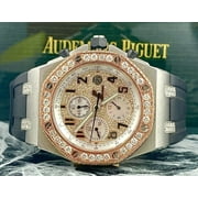 Audemars Piguet Royal Oak Offshore 42mm Chrono Steel Watch Iced Out 7ct Diamonds
