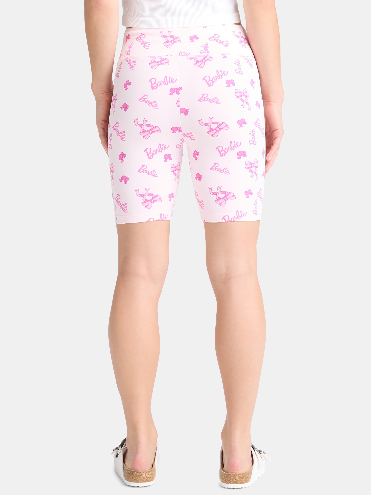 Barbie Women's Bow Print Bike Shorts, Sizes XXS-XXL