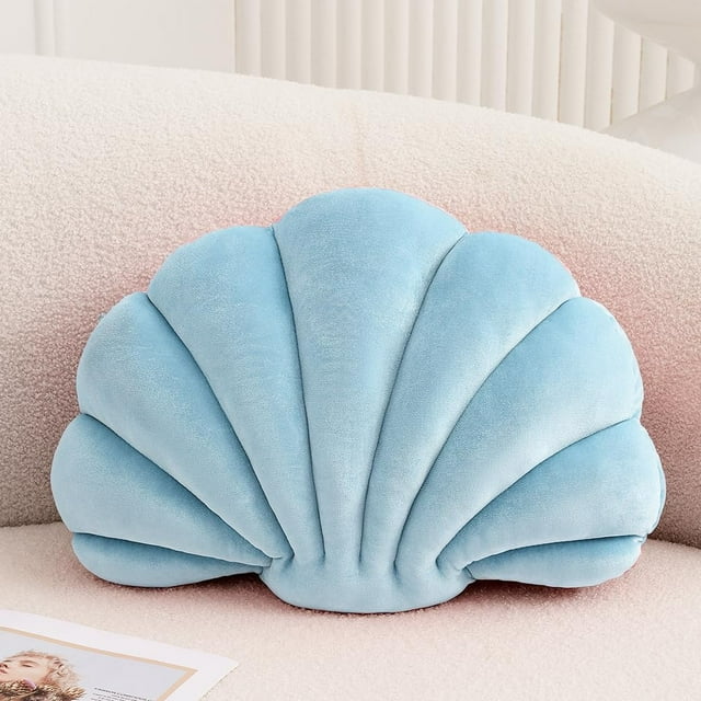 Almohada XIAIJIA Seashell Velvet 36x28 cm Azul Decorativa