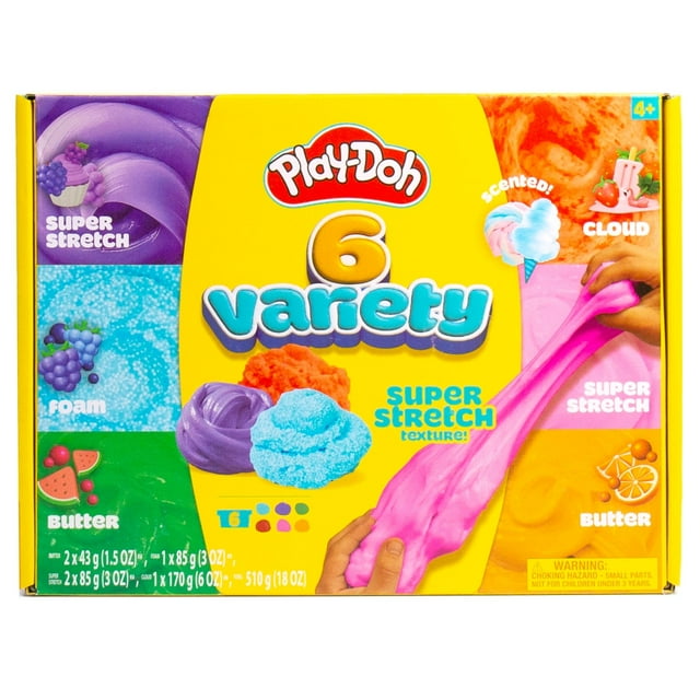 6 compuestos variados de Play-Doh, superelásticos, espuma de juego, mantequilla