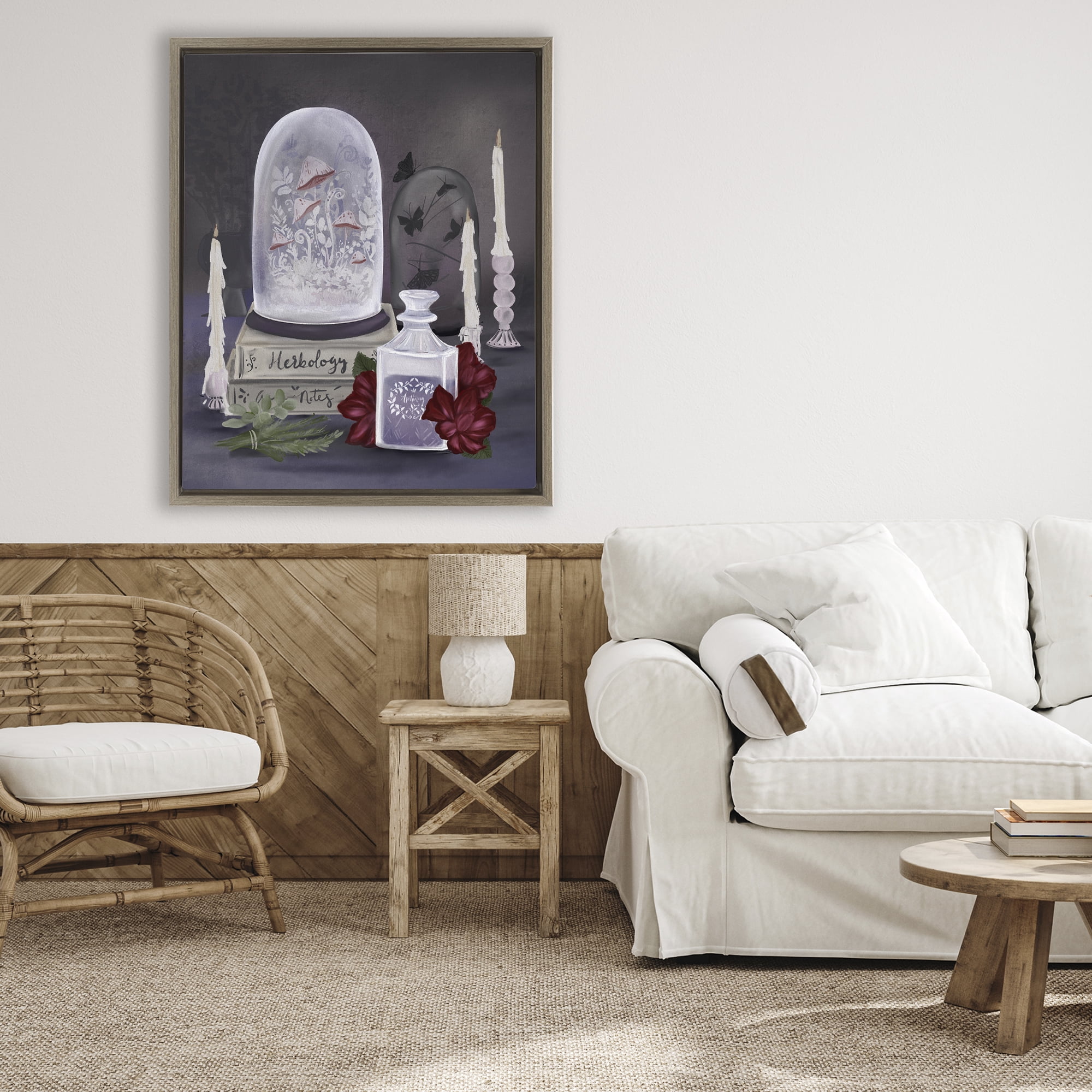 Stupell Industries Spooky Apothecary Vibes Brown Framed Floater Canvas Wall Art, design by Adreane Fippinger