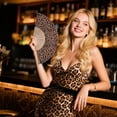 thumbnail image 7 of 1pc Hand Fan Wild Leopard Foldable 23cm 9inch Bamboo Rid  Fan with Slender Cotton Pouch, 7 of 7