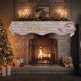 thumbnail image 4 of Pink Snowman Christmas Fireplace Mantle Scarf, Pink Striped Yellow Snowflake Mantel Cover Table Runner for Home Living Room Door Window, Indoor Outdoor Holiday Party Decor 17" x 90", 4 of 8