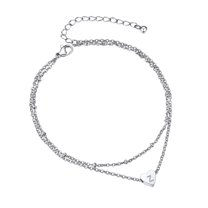 Bestyle Initial Heart Anklet Bracelets for Women Double Layered Letter Z Ankle Chain Summer Feet Jewelry for Her Mom Daughter Wife