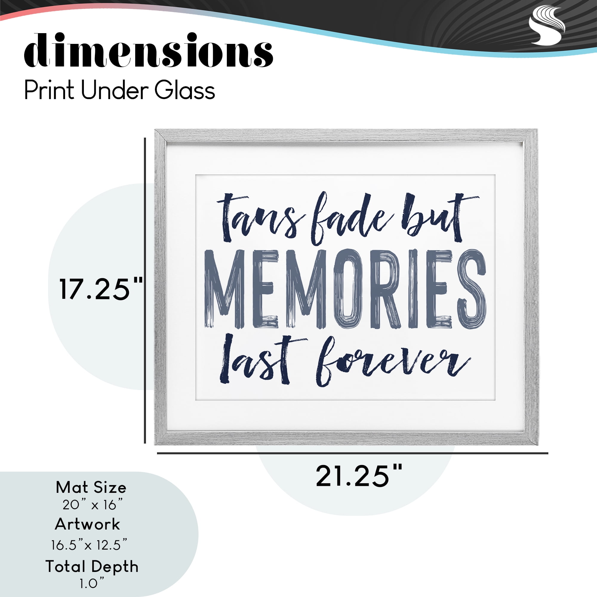 Summer Memories Last Forever Gray Framed Print Under Glass, design by Lettered and Lined