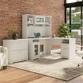 thumbnail image 2 of Pemberly Row Wood 60W L Desk w/ Hutch and Lateral File Cabinet - White, 2 of 6