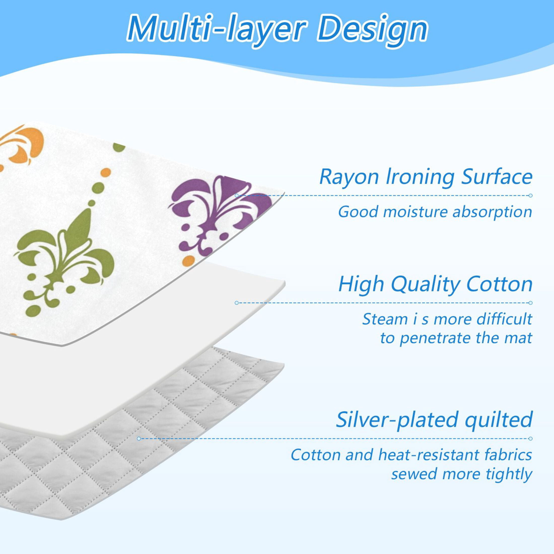 Mardi-gras Flower Patterns Ironing Mat Blanket Portable Travel Ironing Pad Heat Resistant Pad 47.2" x 27.6”