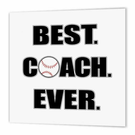 3dRose Baseball Best Coach Ever, Iron On Heat Transfer, 6 by 6-inch, For White