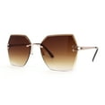 thumbnail image 2 of SA106 Womens Angular Beveled Rimless Butterfly Sunglasses Gold Brown, 2 of 4