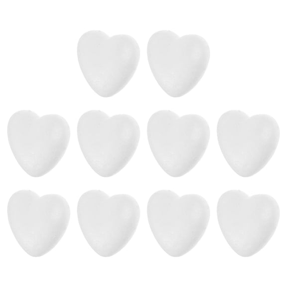 BESTYASH 10pcs White Foam Heart-Shaped Baubles for Valentine's Day Crafts, Decorations, and Festive Occasions