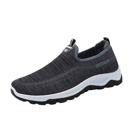 

Sneakers for Men Fashion Summer And Autumn Men Sneakers Solid Color Fly Woven Mesh Breathable And Comfortable Slip On Casual Mens Sneakers Mesh Grey 39