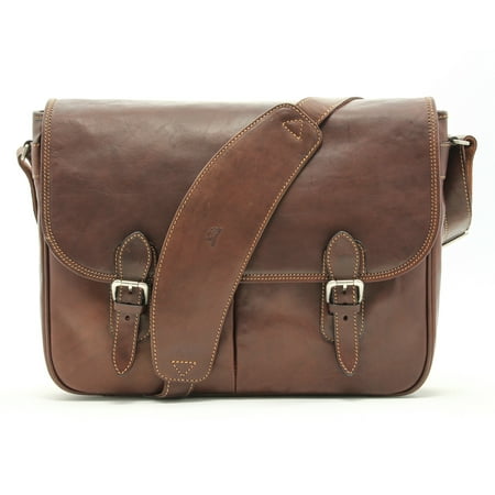 Tony Perotti Brown Bag - Mens Leather Shoulder Messenger Satchel Bag Italian Leather by Tony Perotti