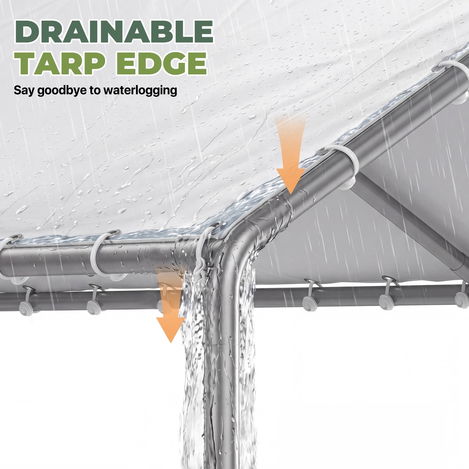 BaPiPro 10x20 FT Heavy Duty Waterproof PE Carport, Two-Section Outdoor Garage Canopy Tent with Adjustable Height for Cars & Boats, White
