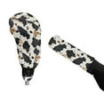 thumbnail image 4 of Renewold Black Beige Cow Print Handbrake Gear Shift Knob Cover 2Pcs Set Universal Fit for Most Vehicles Car Decor Accessories, 4 of 7