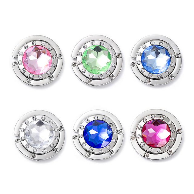6 uds., bolso plegable, gancho para bolso, colgador de mesa, soporte de aleación de cristal a la moda LingWen 8390611015053