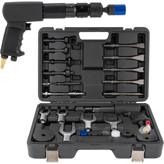 Air Hammer Kit with 25PCS Multifunctional Powerful Pneumatic Hammer Piece Chisel Set, 2100BPM Pneumatic Hammer Set, Heavy Duty Iron Sleeve Removal Tool with Carrying Case