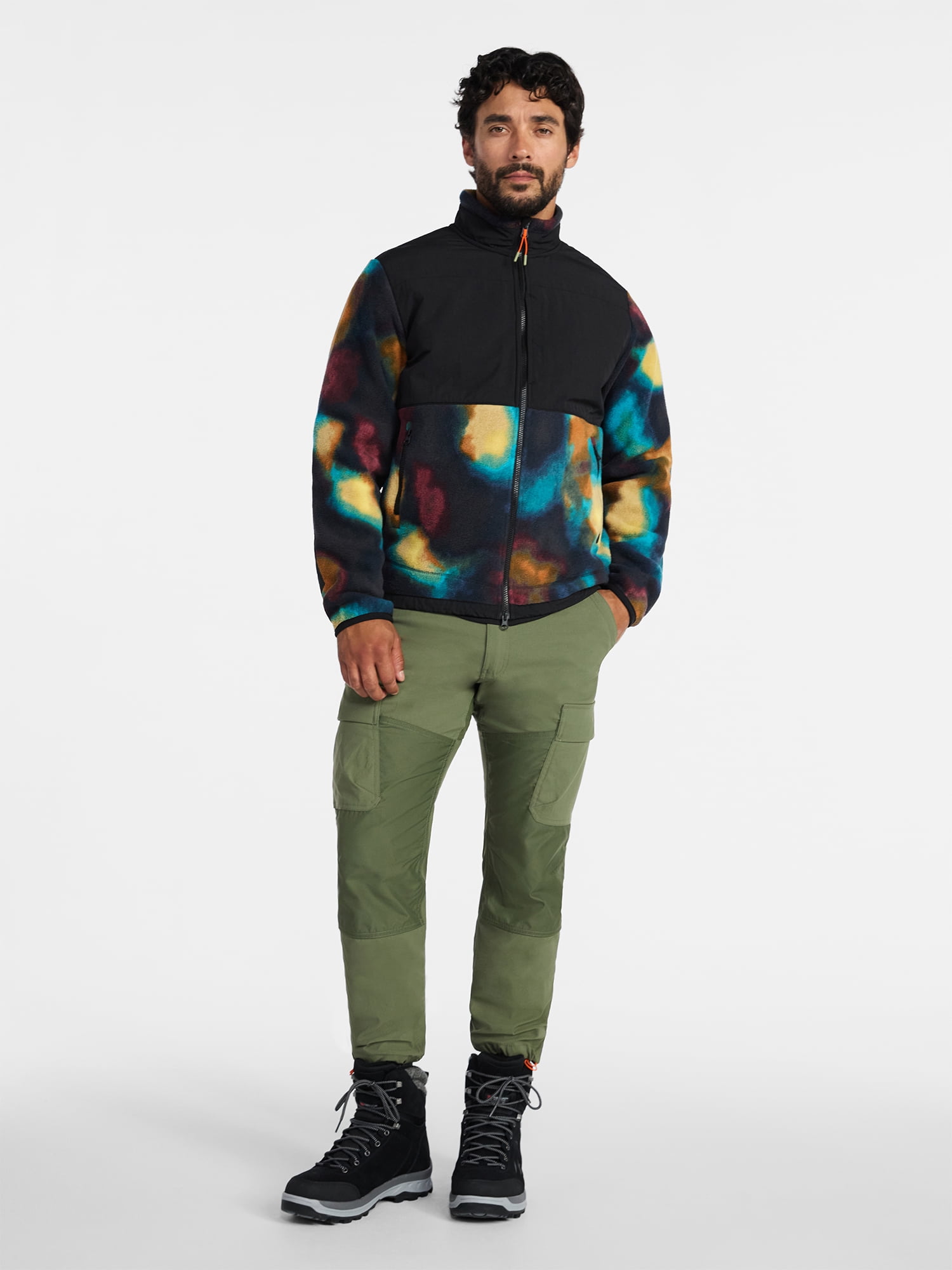 Ozark Trail Men's and Big Men's Mix Media Fleece Jacket, Sizes S-3XL