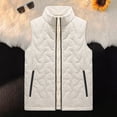 thumbnail image 4 of Men Vest Stand Collar Sleeveless Thickened Velvet Lining Waistcoat with Pockets Solid Color Zipper Placket Cotton Vest, 4 of 7