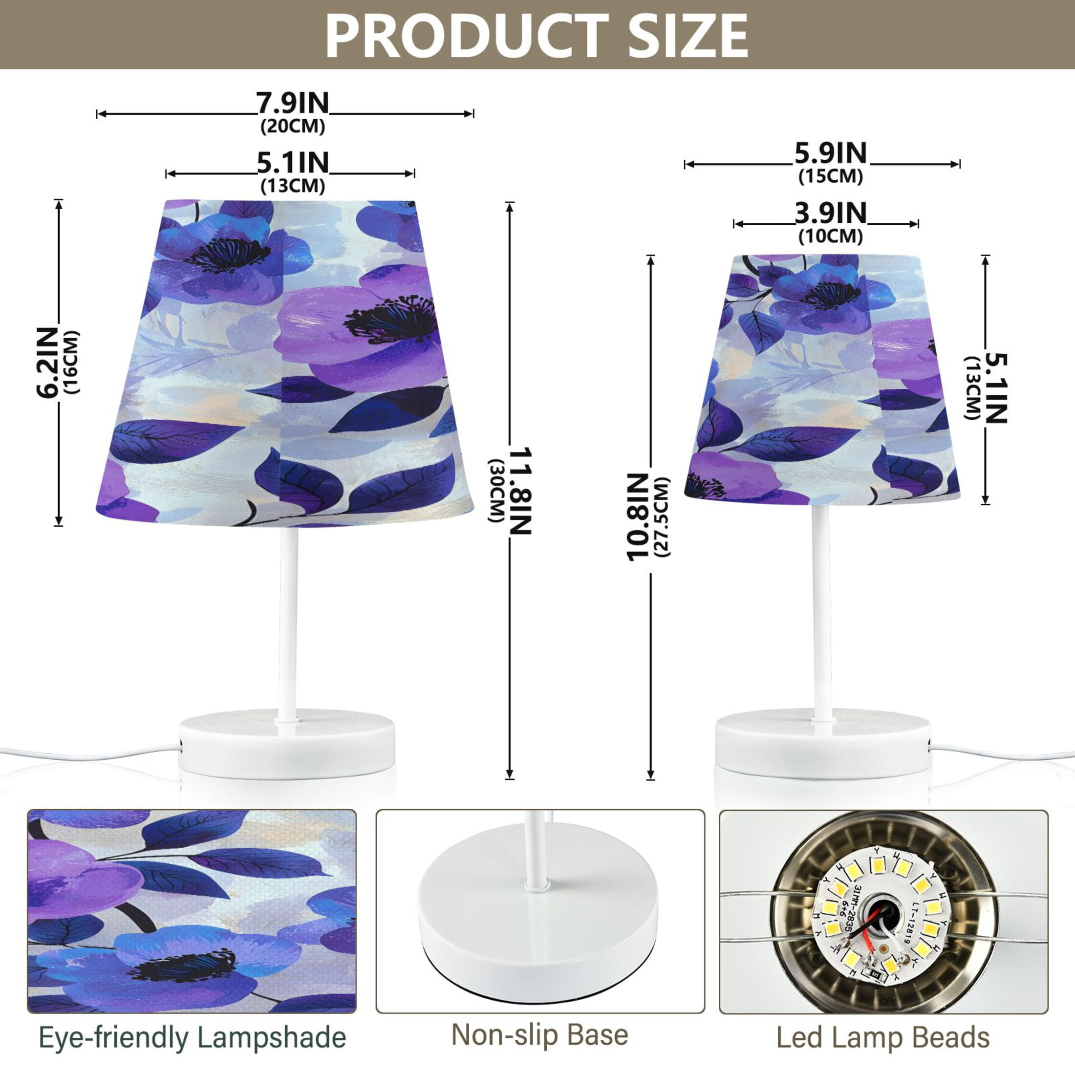 Ryvnso LED Bedside Table Lamp Flower Oil Paint Bedroom Desk Lamps Nightstand Lampshade M