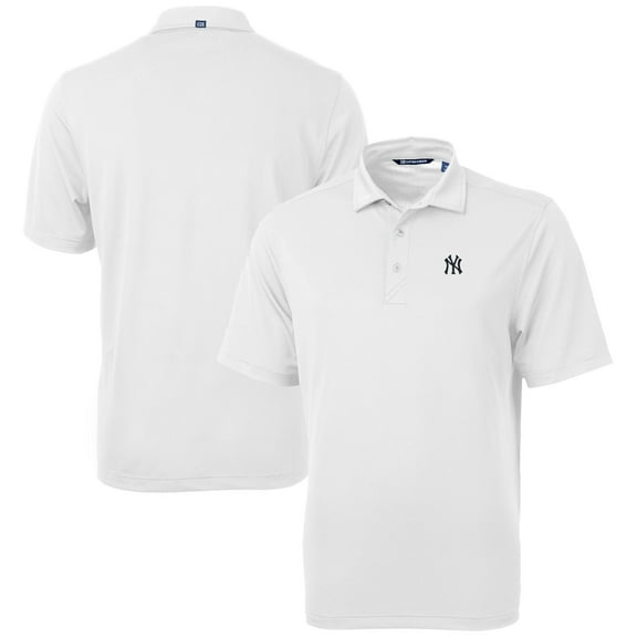 Men's Cutter & Buck  White New York Yankees Virtue Eco Pique Recycled Polo