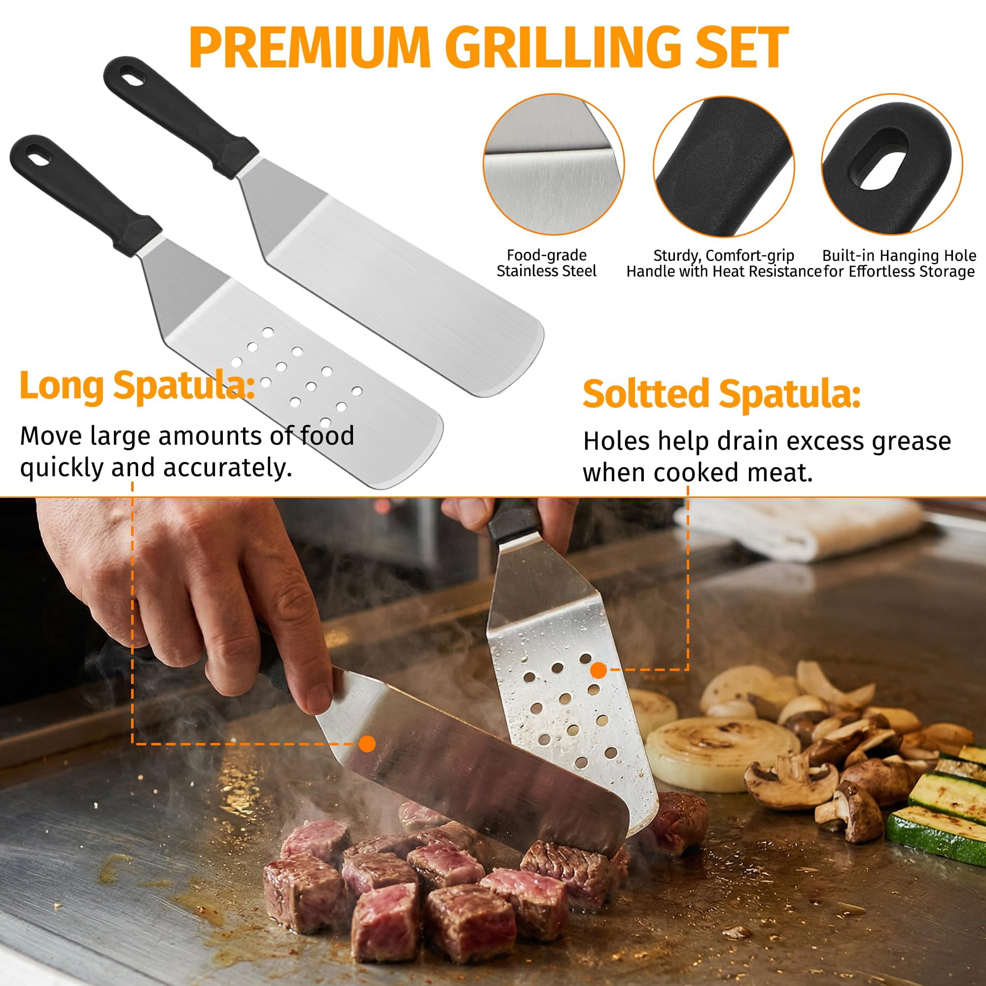 Griddle Accessories Kit 17-Piece Flat Top Grill Set for Outdoor Barbecue