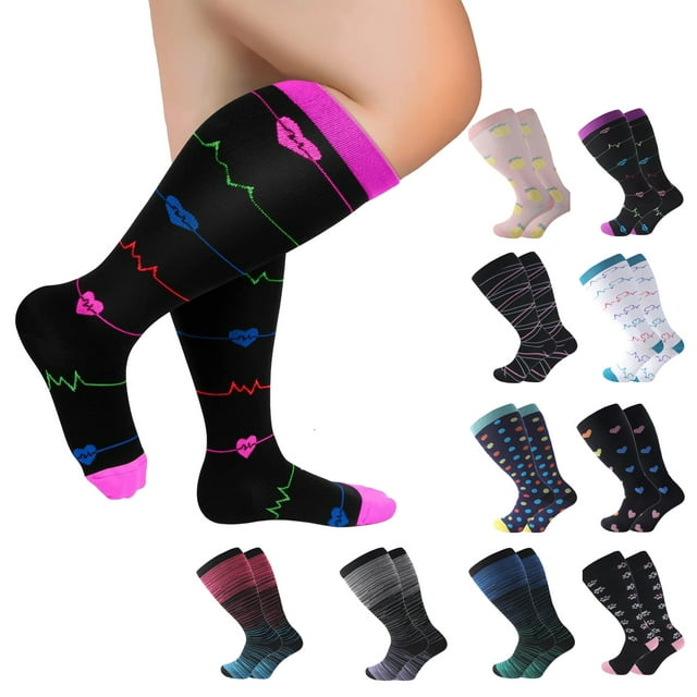 Projectretro Extra Wide Calf Compression Socks for Women and Men