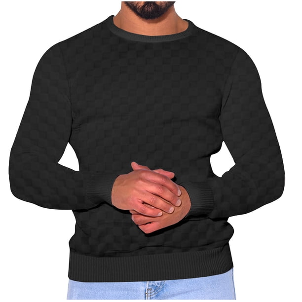 pstuiky manga larga para hombre, Suéter de cuello redondo para hombre, suéter de cuadros, base de manga larga, cuello redondo, top/camiseta salir tops m