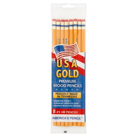 (4 Pack) Write Dudes U.S.A. Gold #2 HB Premium Wood Pencils, 8 (Best Way To Write On Wood)