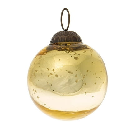 Mercury Glass Christmas Ornament Luna Bazaar Small Mercury Glass Ball Ornament (2 to 2.25-Inch, Gold, Ava, Single) - Great Gift Idea, Vintage-Style Decorations for Christmas, Special Occasions, Home Decor and Parties ()