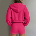 thumbnail image 4 of cocolona Womens Cropped Zip Up Hoodies Casual Long Sleeve Solid Color Sweatshirts Hlldies Drawstring Loose Cute Jacket, 4 of 7