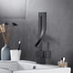 thumbnail image 3 of Grifo para lavabo de baño, diseño moderno y elegante, grifo mezclador para lavabo de latón negro, giratorio de 360 °, agua caliente y fría disponible, válvula de cerámica Ormromra Llaves Grifos y Regaderas, 3 of 5