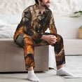 thumbnail image 7 of Susaid Jungle Meditating Lion Print Men's Long Sleeve Pajama Set, Two-Piece Button-Down Loungewear PJs Set, Comfortable Sleepwear for Relaxation-X-Large, 7 of 7