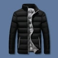 thumbnail image 3 of comerut Women Cotton Jacket Stand Collar Long Sleeve Thickened Cotton Coat Zipper Closure Side Pockets Outwear Warm Coat, 3 of 7
