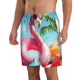 thumbnail image 2 of Logiee Tropical Flamingo Pool Float Print Mens Swim Trunks Quick Dry Board Shorts,Breathable Hawaii Beach Shorts Swimwear Bathing Suits-, 2 of 6