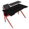 thumbnail image 5 of The Urban Port 54-Inch Rectangular Gaming Desk with 2 Shelves and K Shape Leg Support, Black and Red, 5 of 5