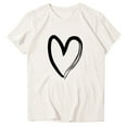 thumbnail image 2 of Felirenzacia Women's Heart Graphic Short Sleeves Tee Tops, Summer Casual Cotton T Shirt Valentine's Day Gift for Plus Size Women White,XL, 2 of 6