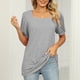 thumbnail image 4 of Camiseta casual para mujer Mangas cortas abullonadas Color puro Suelto Top de verano para uso diario Gris M, 4 of 7