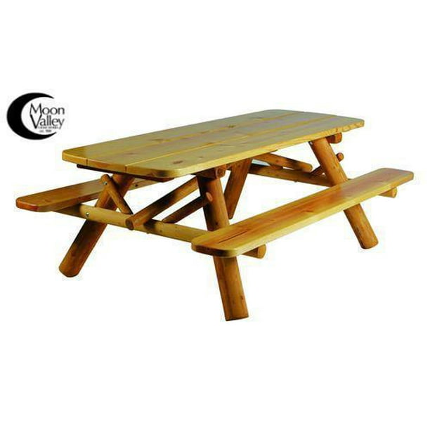 Cedar Log Picnic TableOval