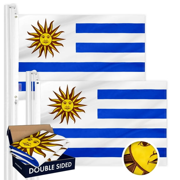 Uruguay Uruguayan Flag 3x5FT 2-Pack Double-sided Embroidered Polyester By G128