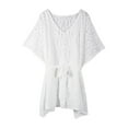thumbnail image 2 of Jusqu'à 65 % de Réduction! Robes d'Été Mode pour Femmes 2024 Grande Taille Dentelle Imprimée Couleur Unie Robe Ceinture Manches Courtes Col en V, 2 of 6