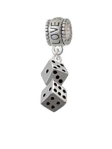Silvertone Pair of Dice You Are More Loved Bangle Bracelet