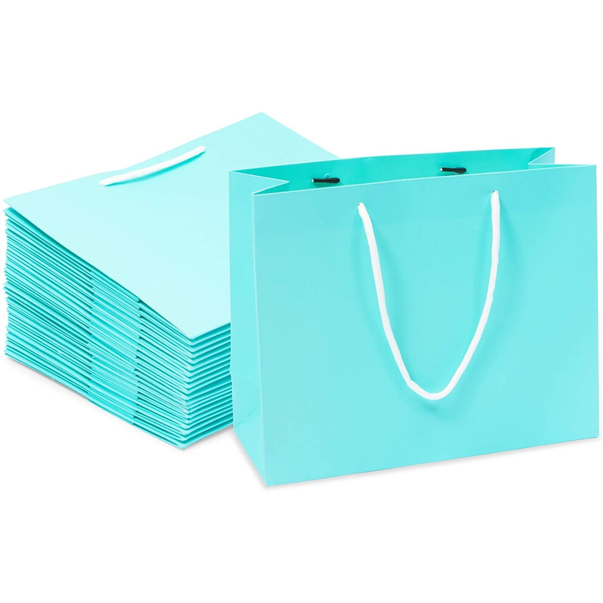 20 Pack Medium Teal Blue Party Favor Paper Gift Bags with Handles for