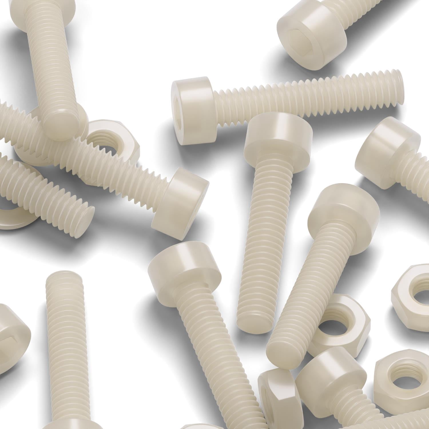 50 x Nylon Socket Head, plastic machine screws, M3 x 20mm, Plastic Bolts, Nuts & Washers, Fasteners, (3/32 x 25/32 in)