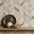 thumbnail image 2 of S4Sassy Self Adhesive Wallpaper, Vintage Wood Zig Zag Tile Print Wallpaper, Beige Diy Vinyl Tile Pattern Wall Covering, Textured Peel And Stick Contact Paper For Entryway, Kitchen Backsplash(25"X60"), 2 of 8