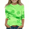 thumbnail image 2 of Posijego T-Shirt Filles Garçons Fête de la Saint-Patrick Manches 3/4 Col Rond Graphique Tee Ample Décontracté, 2 of 5
