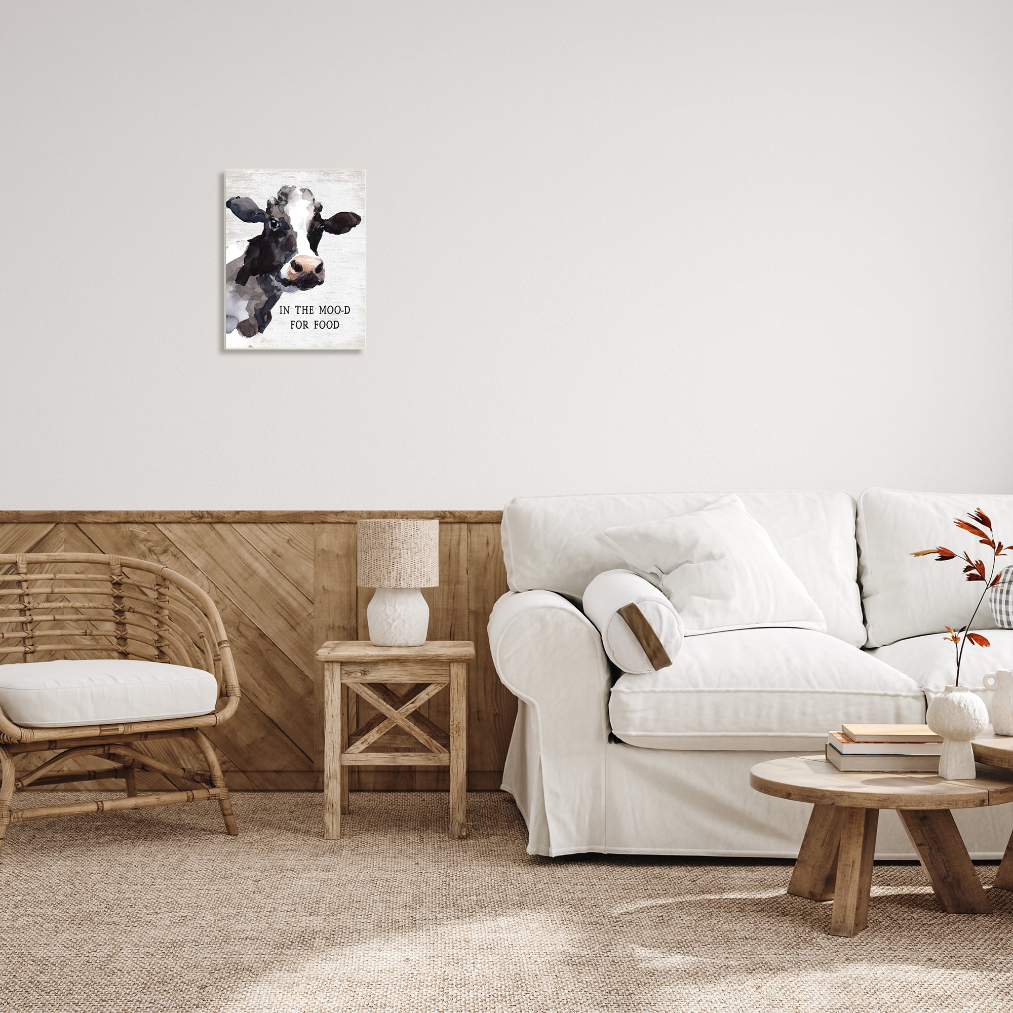 Stupell Industries In the Moo-d For Food Funny Kitchen Cow, 13 x 19, Design by Lettered and Lined