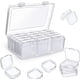 thumbnail image 1 of Caja de almacenamiento pequeña de plástico transparente de 12 piezas con tapa con bisagras para recolectar artículos pequeños, cuentas, joyas, viene con una caja rectangular para almacenar cajas, 1 of 5