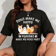 thumbnail image 1 of Playera divertida para mujer: 100% algodón, "Los perros me hacen feliz, los humanos me duelen la cabeza" - regalo ideal, 1 of 7