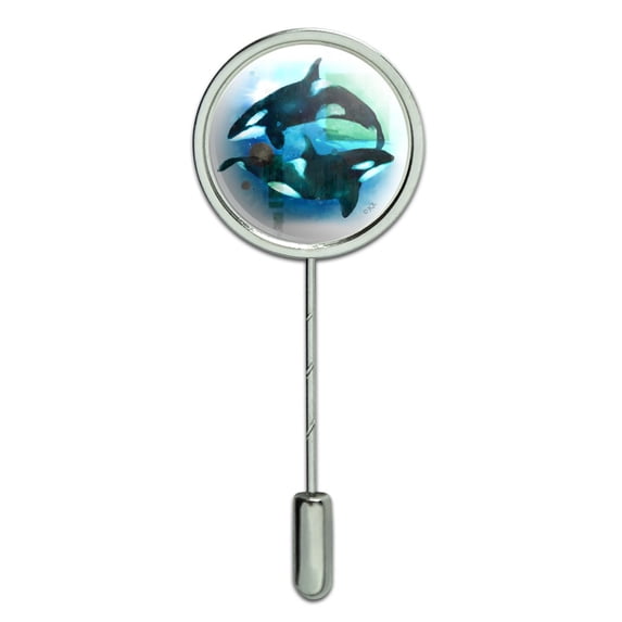 Orcas Killer Whales Watercolor Yin Yang Stick Pin Stickpin Hat Brooch
